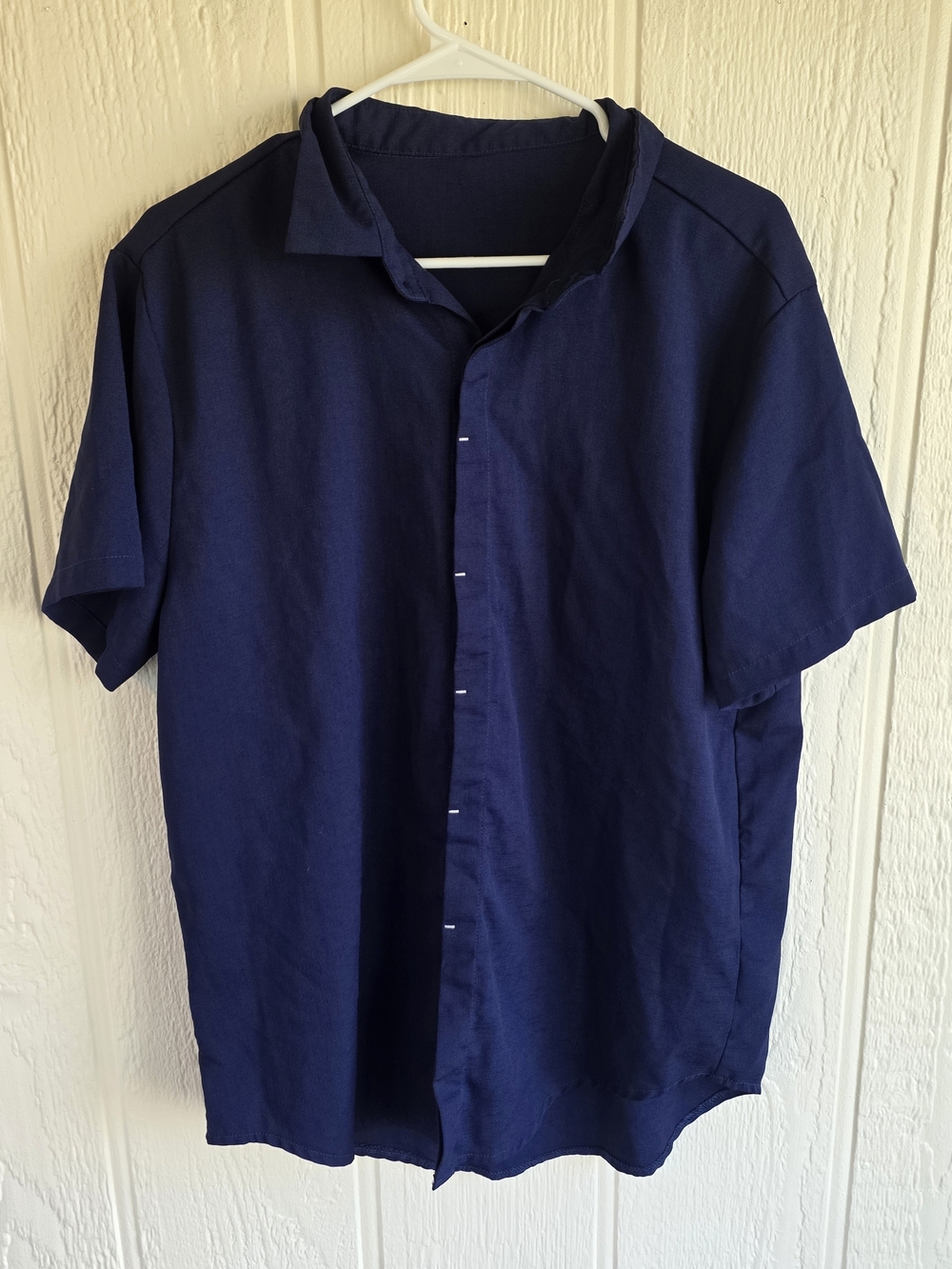 Men's Manfinity Navy Short-Sleeve Casual Button-Down Shirt, Size XL
